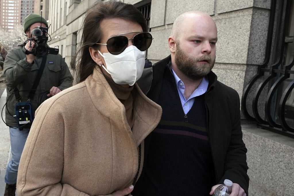Juror No 50 (right) from the Ghislaine Maxwell trial leaves federal court in New York on March 8. Photo: AP