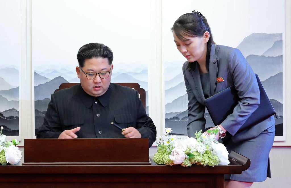 North Korean leader Kim Jong-un with his sister Kim Yo-jong, vice department director of the Central Committee. Photo: AP