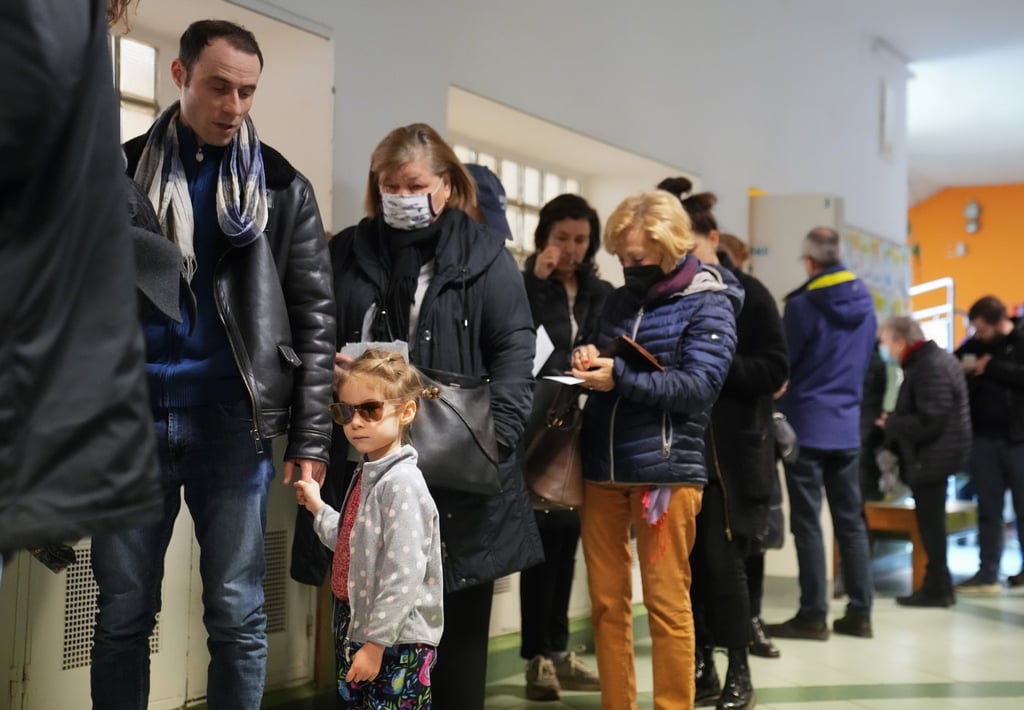 People queue to vote in general election in Budapest. Photo: AP People queue to vote in general election in Budapest. Photo: AP