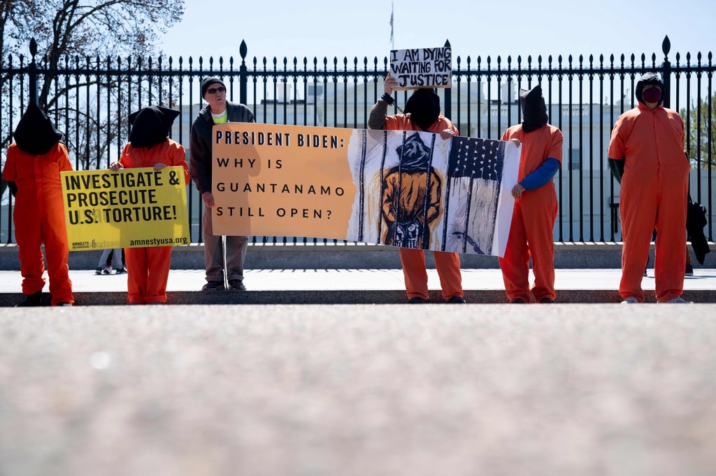 Demonstrators calling for the closure of the Guantanamo Bay detention facility. Photo: AFP