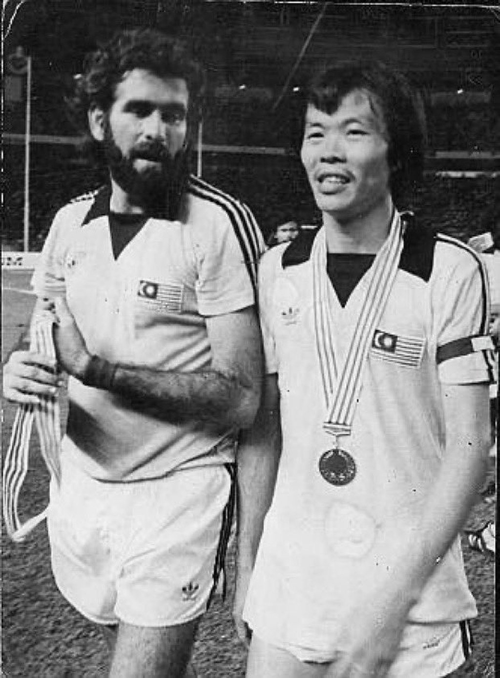 Malaysian footballers Soh Chin Ann and Santokh Singh. Photo: Twitter