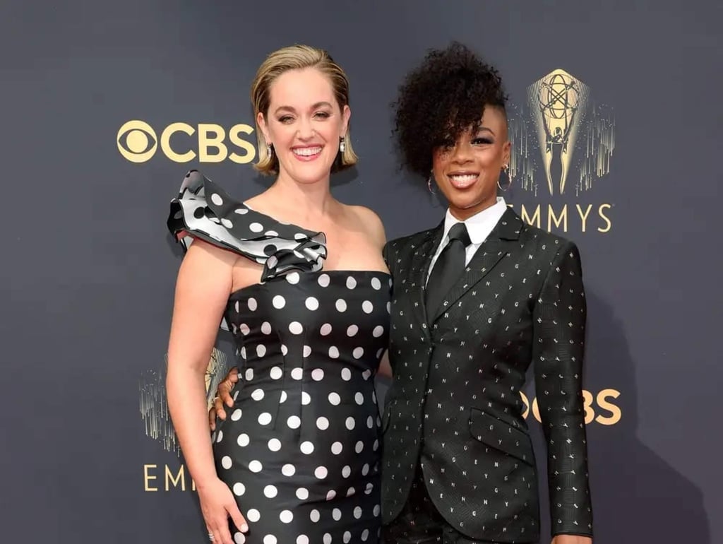 Lauren Morelli and wife Samira Wiley attend the 2021 Emmys. Photo: Getty Lauren Morelli and wife Samira Wiley attend the 2021 Emmys. Photo: Getty