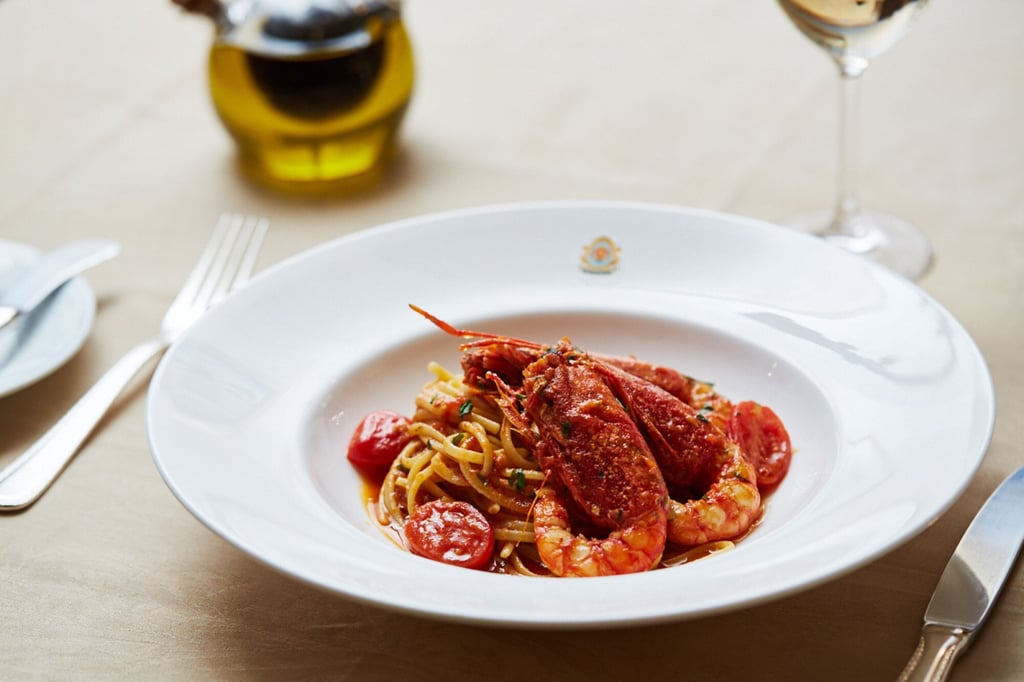 Linguine with Sicilian red prawns and datterini cherry tomato. Photo: Sabatini’s