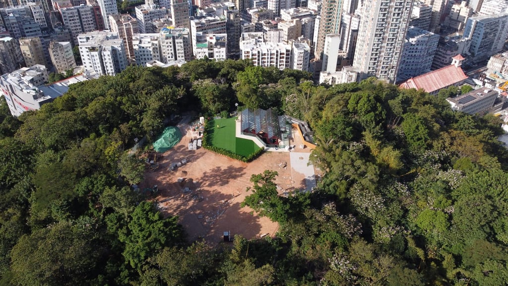 An aerial view of the reservoir in Bishop Hill, which dates back to 1904. Photo: Martin Chan