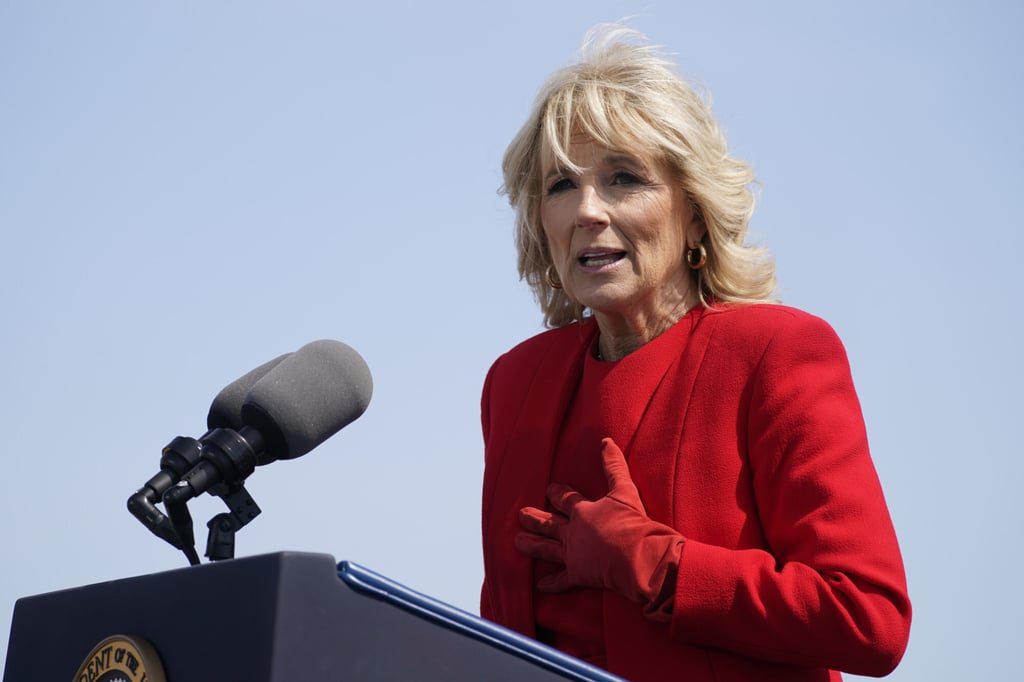 Two men accused of providing lucrative favours to Secret Service members, including an agent on security detail to First Lady Jill BidenFirst lady Jill Biden speaks during a commissioning ceremony for USS Delaware, Virginia-class fast-attack submarine, at the Port of Wilmington in Wilmington, Del., Saturday, April 2, 2022. Photo: AP