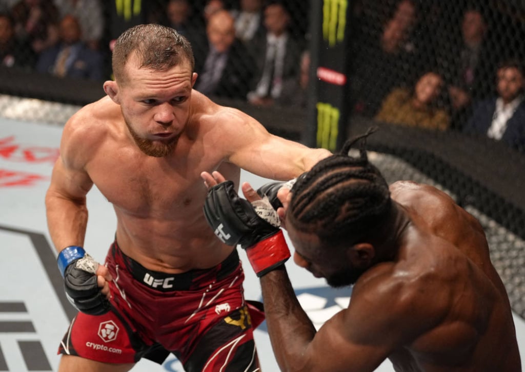 Petr Yan punches Aljamain Sterling at VyStar Veterans Memorial Arena. Photo: Jeff Bottari/Zuffa LLC