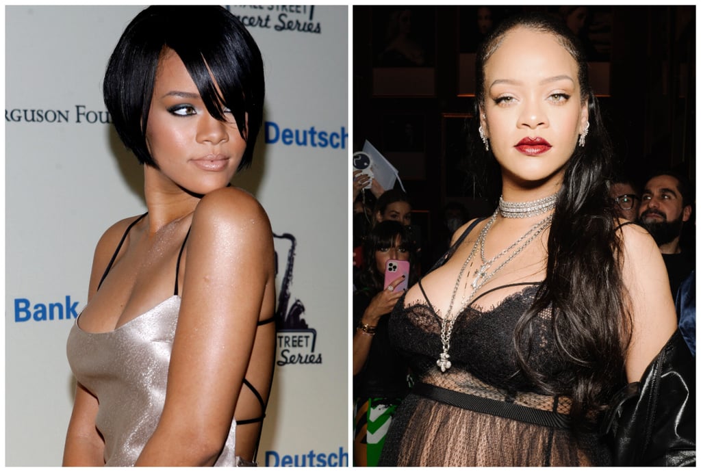 Rihanna, then and now. Photos: AP, Handout