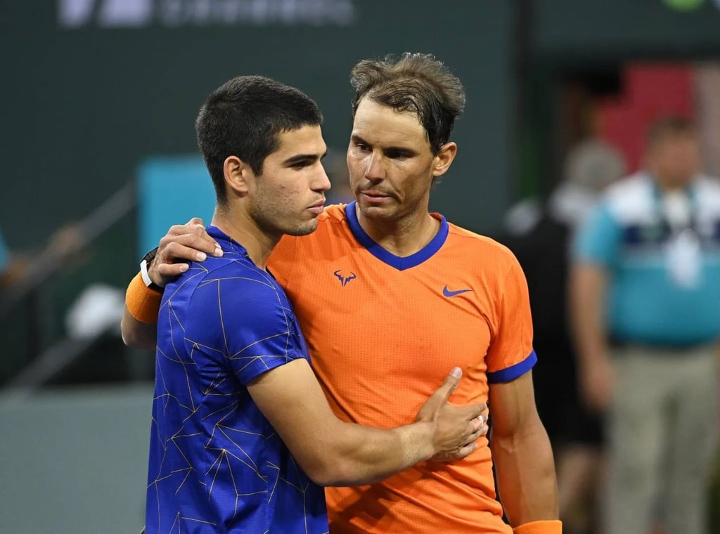 Spanish tennis player Carlos Alcaraz with Rafael Nadal. Photo: @carlitosalcarazz/Instagram