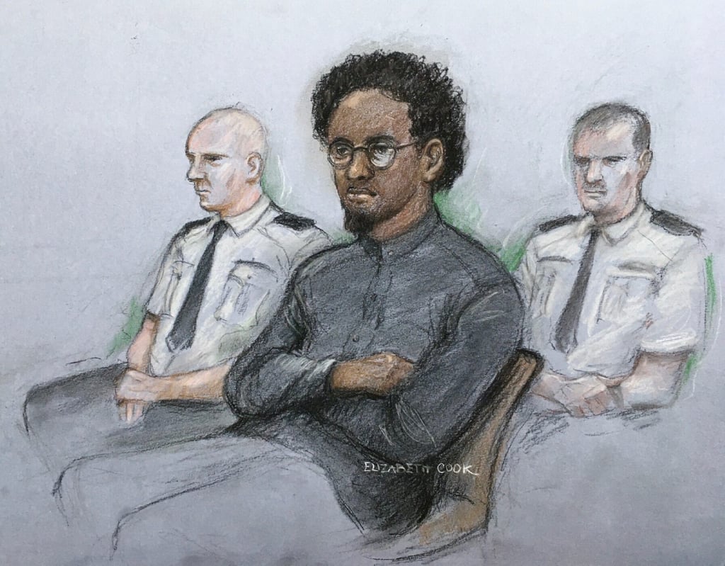 Ali Harbi Ali in the dock at the Old Bailey in London, where he faces trial for the murder of MP David Amess. Courtroom sketch: Elizabeth Cook/PA via AP Ali Harbi Ali in the dock at the Old Bailey in London, where he faces trial for the murder of MP David Amess. Courtroom sketch: Elizabeth Cook/PA via AP