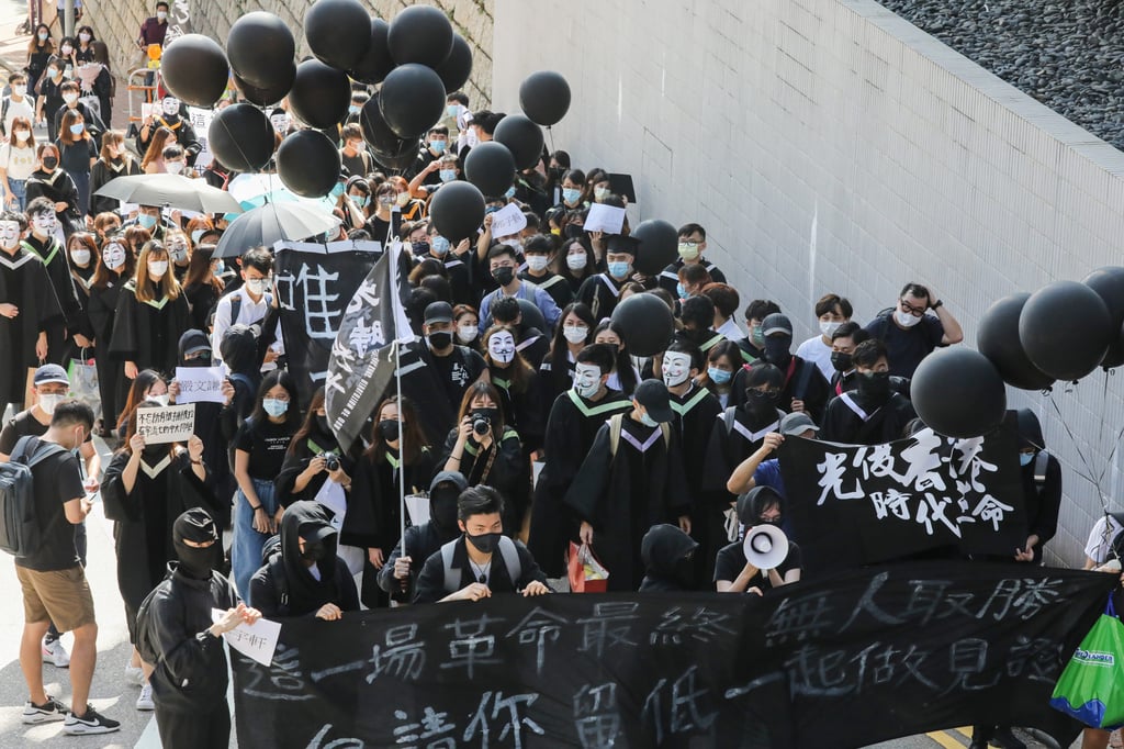 Students head to Chinese University during a protest in November 2020. Photo: K. Y. Cheng Students head to Chinese University during a protest in November 2020. Photo: K. Y. Cheng