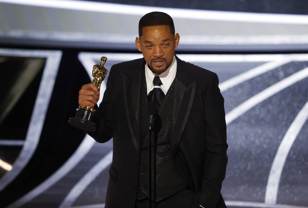 Will Smith gets teary on stage after winning the Oscar for best actor for King Richard during the 94th annual Academy Awards in March. Photo: EPA-EFE Will Smith gets teary on stage after winning the Oscar for best actor for King Richard during the 94th annual Academy Awards in March. Photo: EPA-EFE