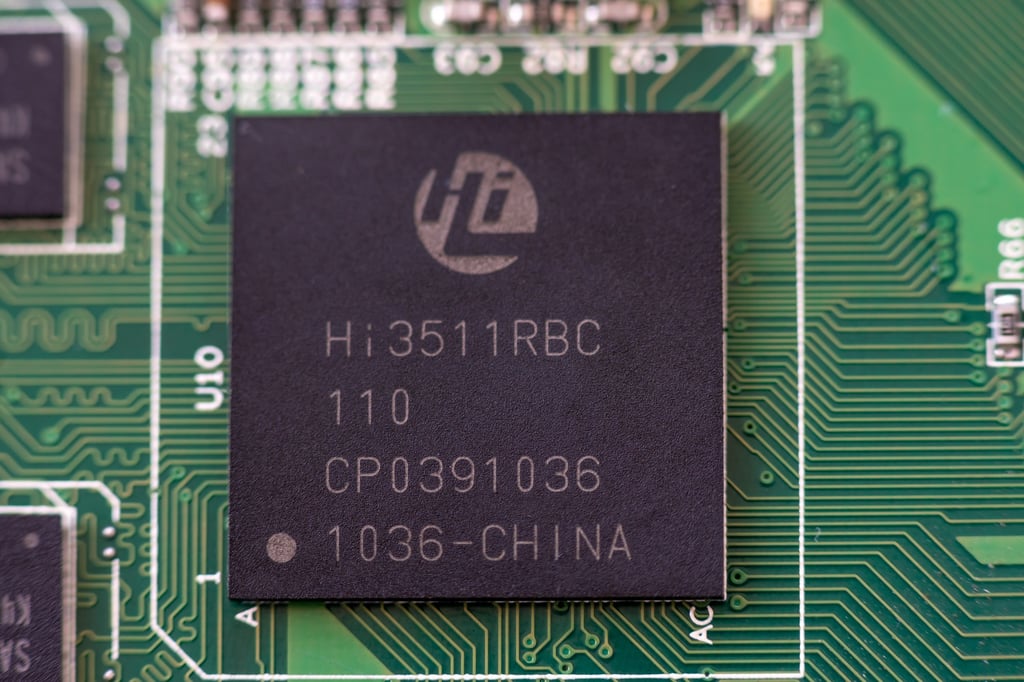 A close-up view of a HiSilicon-designed codec processor. Photo: Shutterstock A close-up view of a HiSilicon-designed codec processor. Photo: Shutterstock