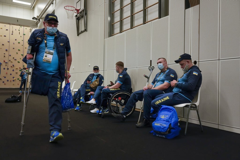 Ukrainian team members rest at the Invictus Games in The Hague, Netherlands, on Thursday. Photo: AP