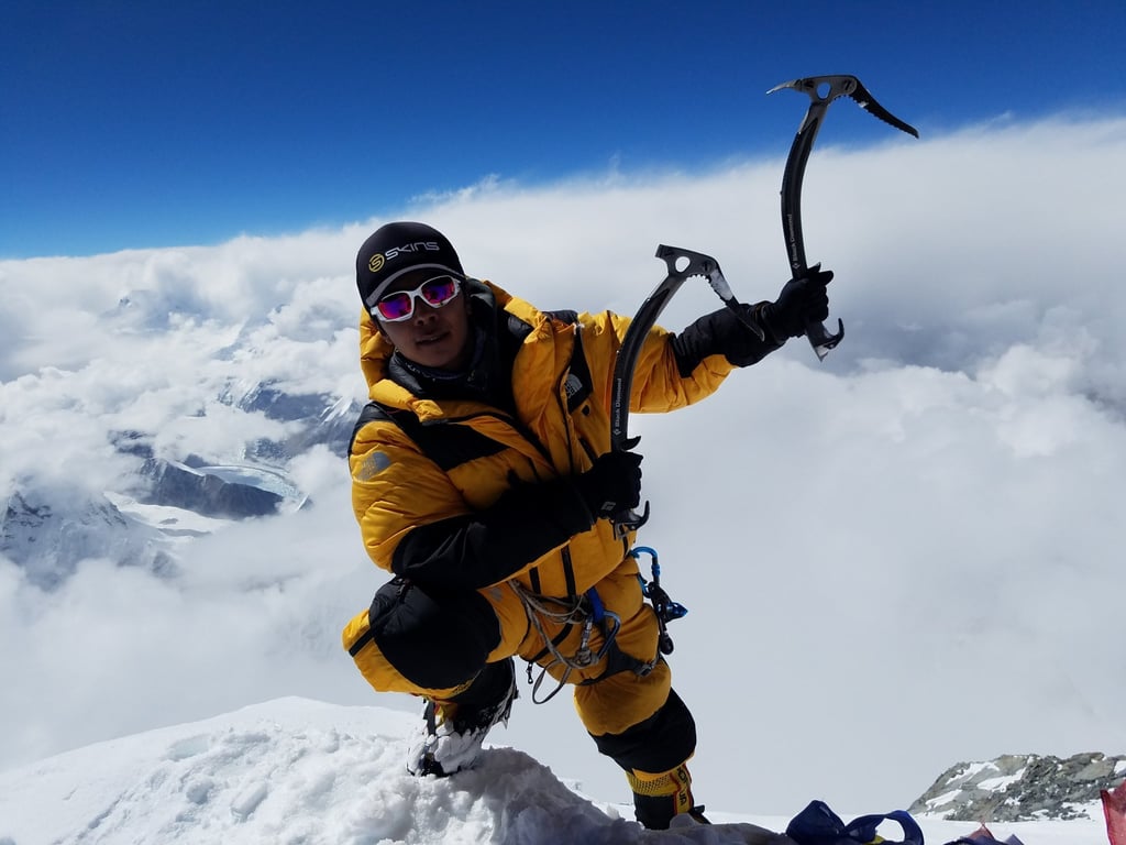 Lakpa at the summit of Everest.