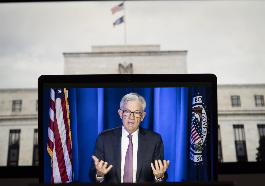 US Federal Reserve Chairman Jerome Powell speaks during a virtual press conference on March 16, raising interest rates for the first time since 2018. Photo: Xinhua