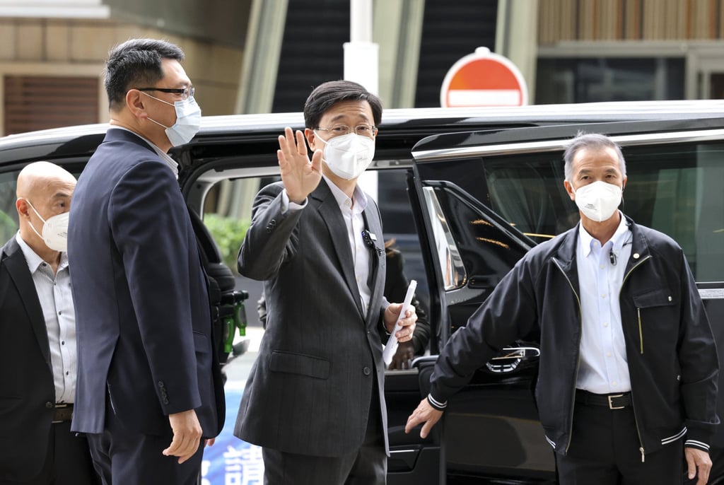 Hong Kong chief executive candidate John Lee at Science Park. Photo: Jelly Tse Hong Kong chief executive candidate John Lee at Science Park. Photo: Jelly Tse