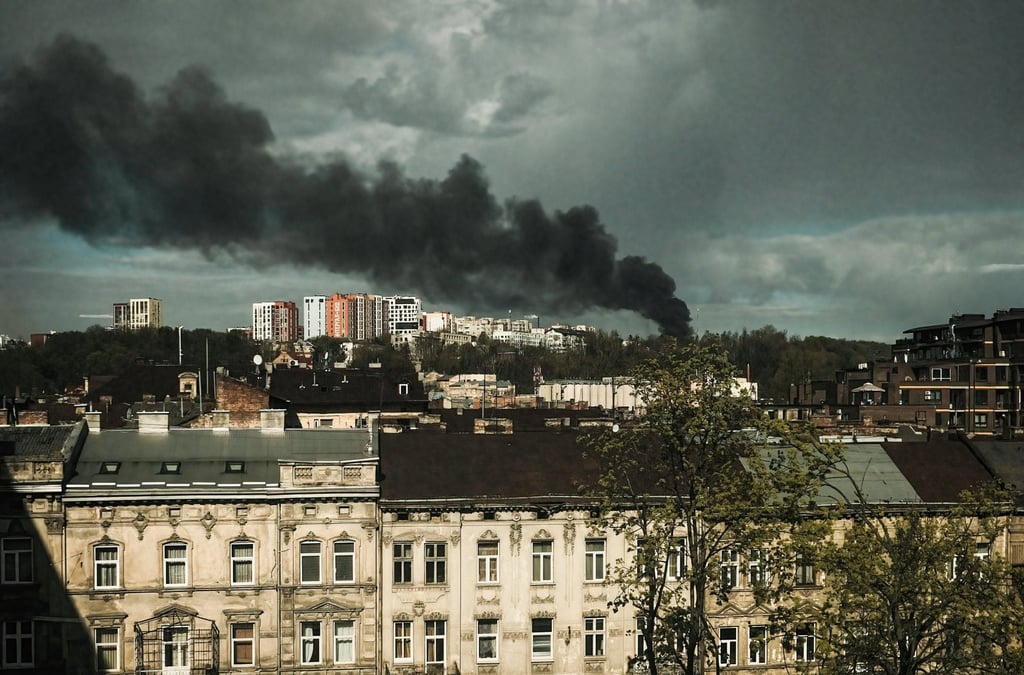 Smoke billows from a building in Lviv on Monday following Russian missile strikes. Photo: SOPA Images via ZUMA Press Wire/dpa Smoke billows from a building in Lviv on Monday following Russian missile strikes. Photo: SOPA Images via ZUMA Press Wire/dpa