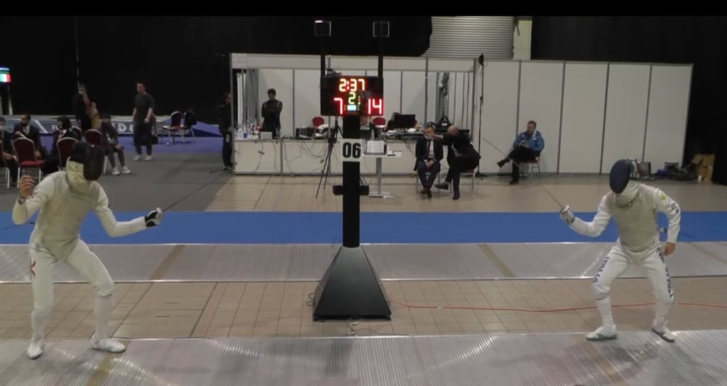 Cheung ka-long (left) in the quarter-finals of the Belgrade World Cup. Photo: screenshot Cheung ka-long (left) in the quarter-finals of the Belgrade World Cup. Photo: screenshot