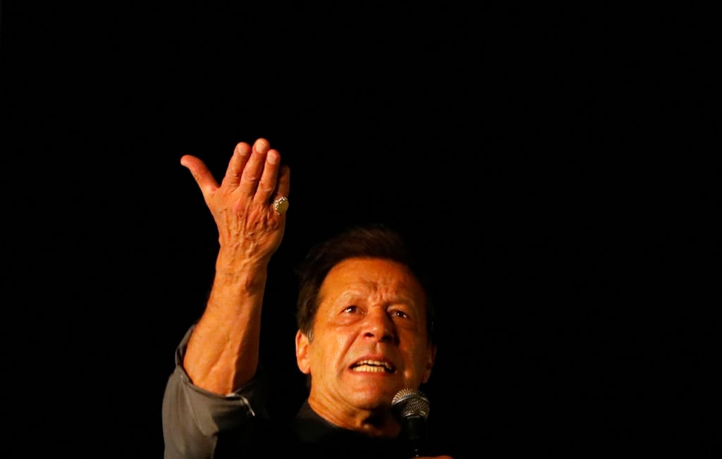 Ousted Pakistani Prime Minister Imran Khan addresses supporters during a rally in Karachi on April 16. Photo: Reuters Ousted Pakistani Prime Minister Imran Khan addresses supporters during a rally in Karachi on April 16. Photo: Reuters