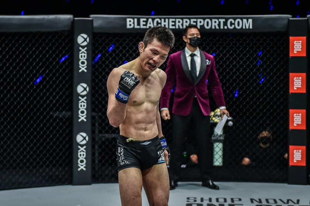 Shinya Aoki celebrates his win over Eduard Folayang at ONE on TNT 4. Photo: ONE Championship. Shinya Aoki celebrates his win over Eduard Folayang at ONE on TNT 4. Photo: ONE Championship.