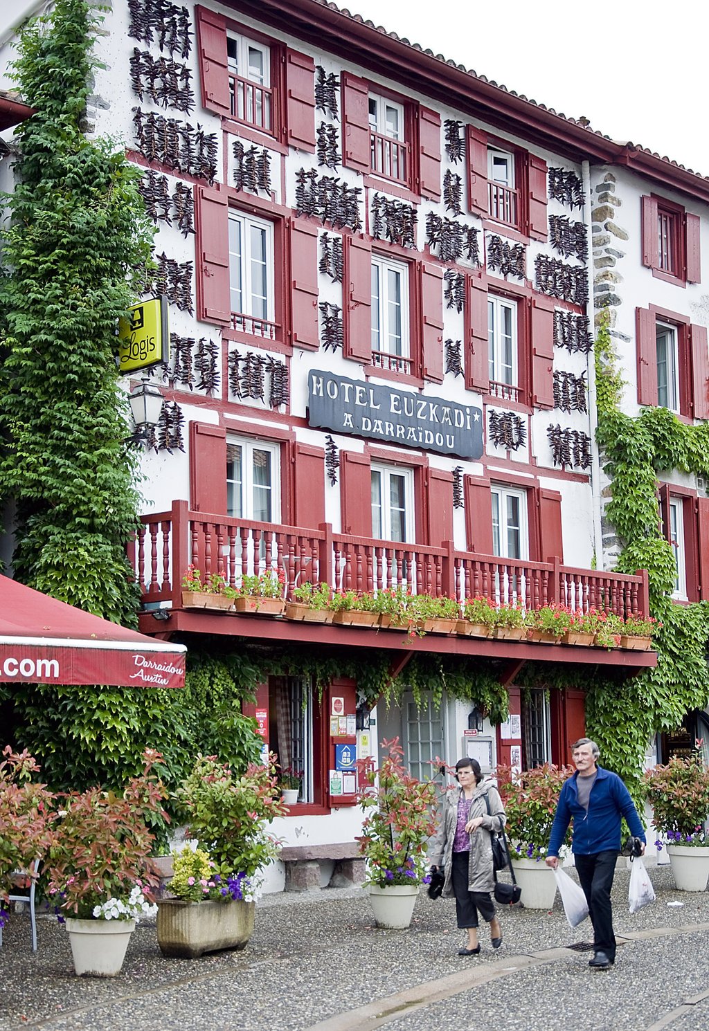 The French Basque Country is known for buildings painted in traditional dark red and white. Photo: Tim Pile