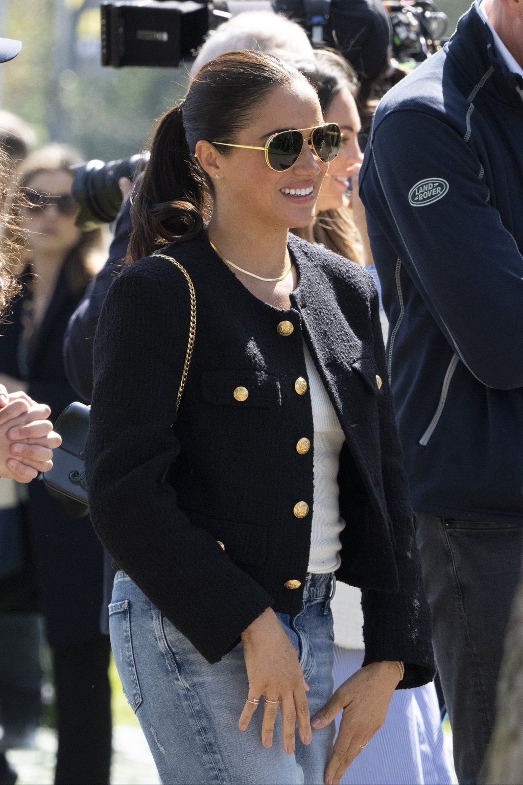 Meghan Markle, Duchess of Sussex, attends the Land Rover Driving Challenge at the Invictus Games venue in The Hague, Netherlands, on April 16. Photo: AP Photo Meghan Markle, Duchess of Sussex, attends the Land Rover Driving Challenge at the Invictus Games venue in The Hague, Netherlands, on April 16. Photo: AP Photo