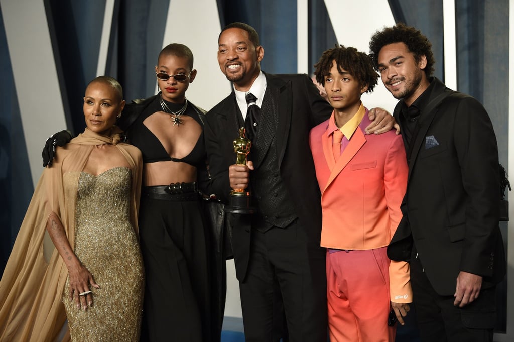 Jada, Willow, Will, Jaden and Trey Smith at the Vanity Fair Oscar Party, on March 27. Photo: Invision/AP