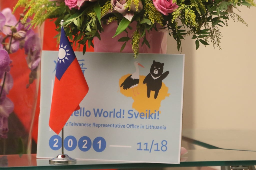 The reception desk at the Taiwanese Representative Office in Vilnius, capital of Lithuania. Photo: EPA-EFE The reception desk at the Taiwanese Representative Office in Vilnius, capital of Lithuania. Photo: EPA-EFE