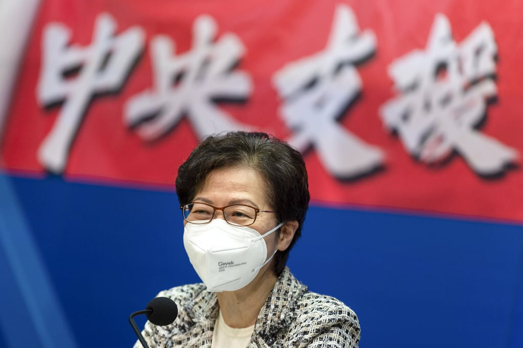 Chief Executive Carrie Lam revealed in 2020 she was being paid her salary in cash because she was on the US sanctions list. Photo: Handout Chief Executive Carrie Lam revealed in 2020 she was being paid her salary in cash because she was on the US sanctions list. Photo: Handout