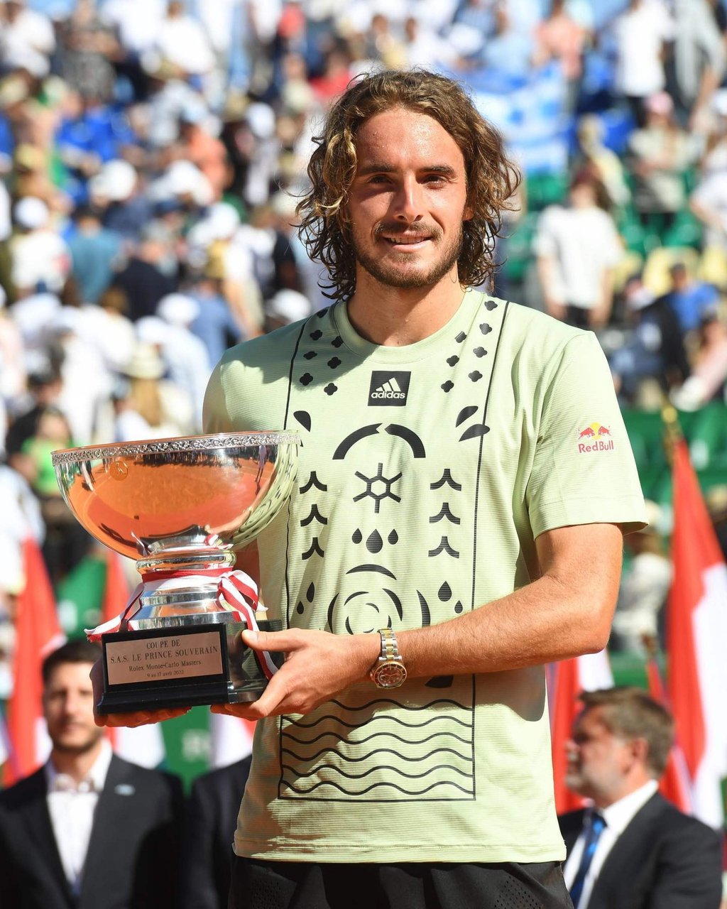 Stefanos Tsitsipas with his Rolex Monte Carlo Masters trophy. Photo: @stefanostsitsipas98/Instagram