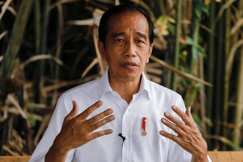 Indonesian President Joko Widodo gestures during an interview in October 2021. Photo: Reuters