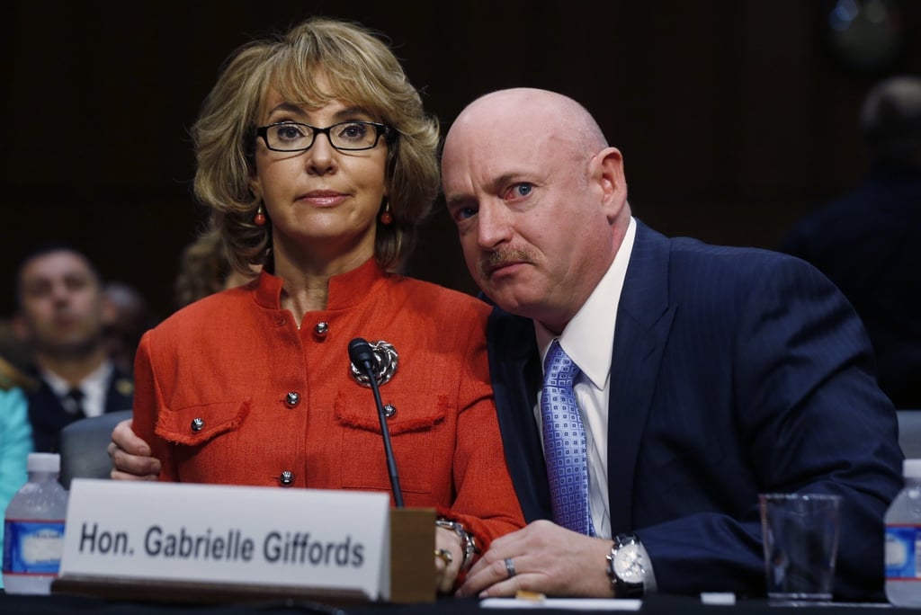 Former US Representative Gabrielle Giffords delivers her opening remarks while seated next to her husband, former US Navy Captain Mark Kelly, during a hearing held by the Senate Judiciary committee about guns and violence on Capitol Hill in Washington, in 2013. Photo: Reuters