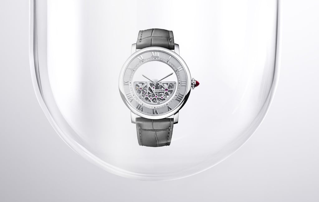 The semicircular, skeletonised movement of the Cartier Masse Mystérieuse. Photo: Cartier The semicircular, skeletonised movement of the Cartier Masse Mystérieuse. Photo: Cartier