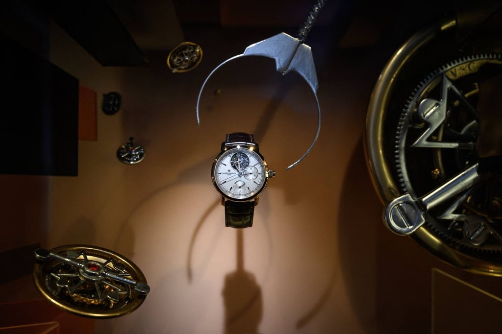 A watch from Vacheron Constantin, owned by Richemont group, displayed on the opening day of the Watches and Wonders Geneva show, on March 30. Photo: AFP