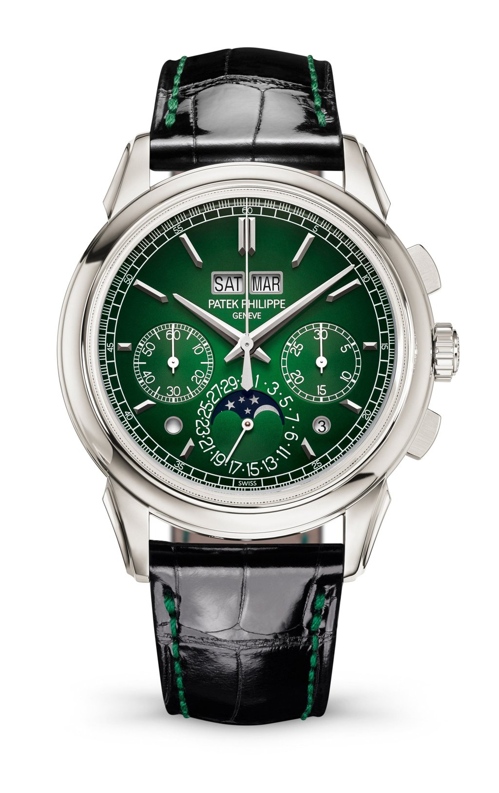 Patek Philippe launched a racing green version of the 5270P-014. Photo: Patek Philippe Patek Philippe launched a racing green version of the 5270P-014. Photo: Patek Philippe