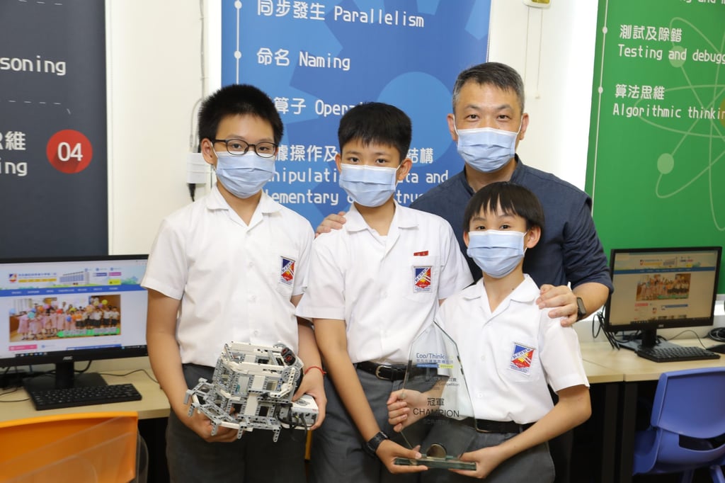 Students from King’s College Old Boys’ Association Primary School No 2 developed their invention for the CoolThink@JC Competition – called Tata Germs, Toilet – using Scratch, a programming tool for children. Photo: HKJC Students from King’s College Old Boys’ Association Primary School No 2 developed their invention for the CoolThink@JC Competition – called Tata Germs, Toilet – using Scratch, a programming tool for children. Photo: HKJC