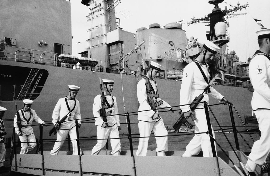 British sailors disembarking from HMS Chatham, 28 June 1997. Photo: David Clarke
