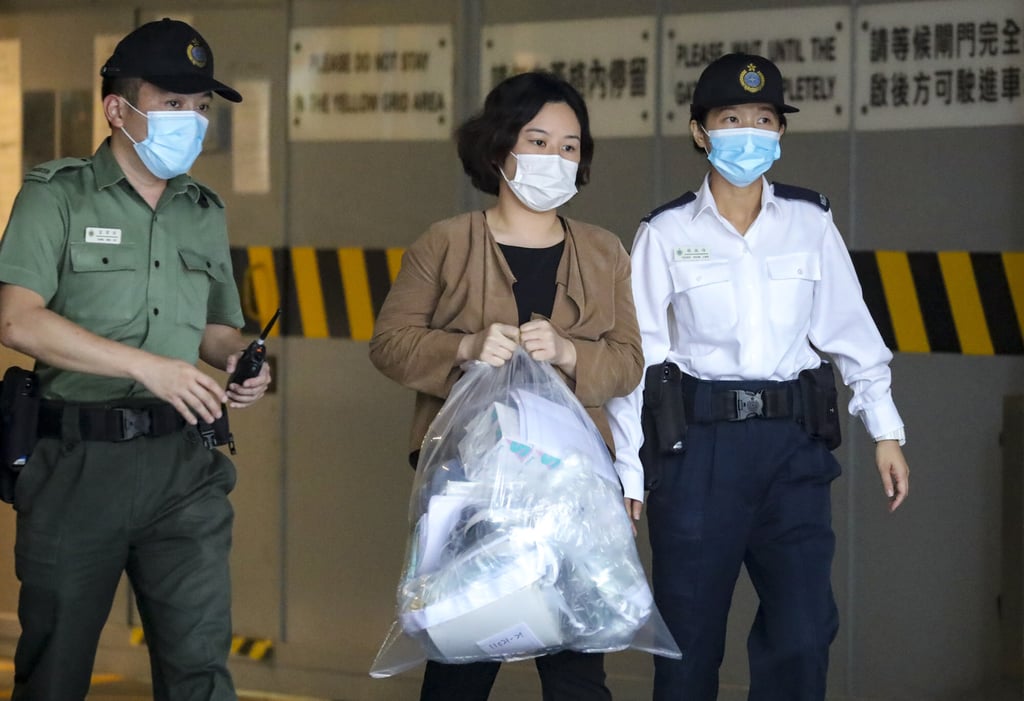 Winnie Yu Wai-ming, founder and former chairwoman of the Hospital Authority Employees Alliance, one of the 47 opposition politicians and activists charged with conspiracy to subvert state power, leaves High Court in July 2021 after she was granted bail. Photo: Edmond So Winnie Yu Wai-ming, founder and former chairwoman of the Hospital Authority Employees Alliance, one of the 47 opposition politicians and activists charged with conspiracy to subvert state power, leaves High Court in July 2021 after she was granted bail. Photo: Edmond So
