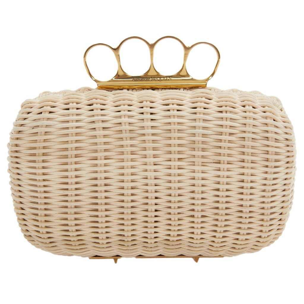 Alexander McQueen woven four-ring clutch. Photo: Alexander McQueen