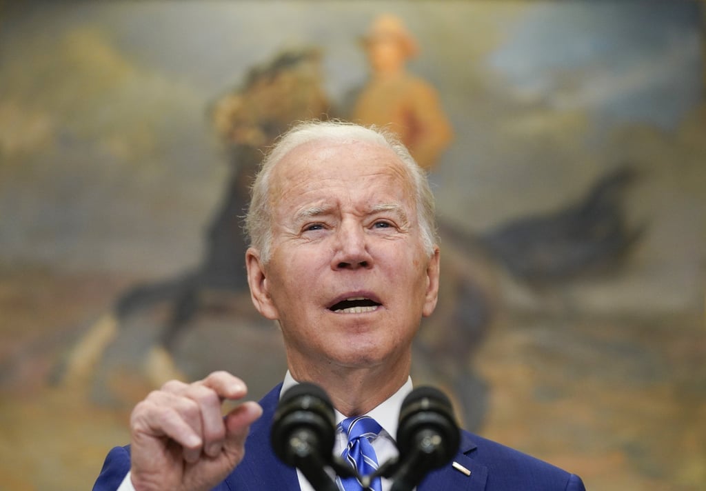 US President Joe Biden delivers remarks on the economy in the Roosevelt Room of the White House on Wednesday. Photo: AP