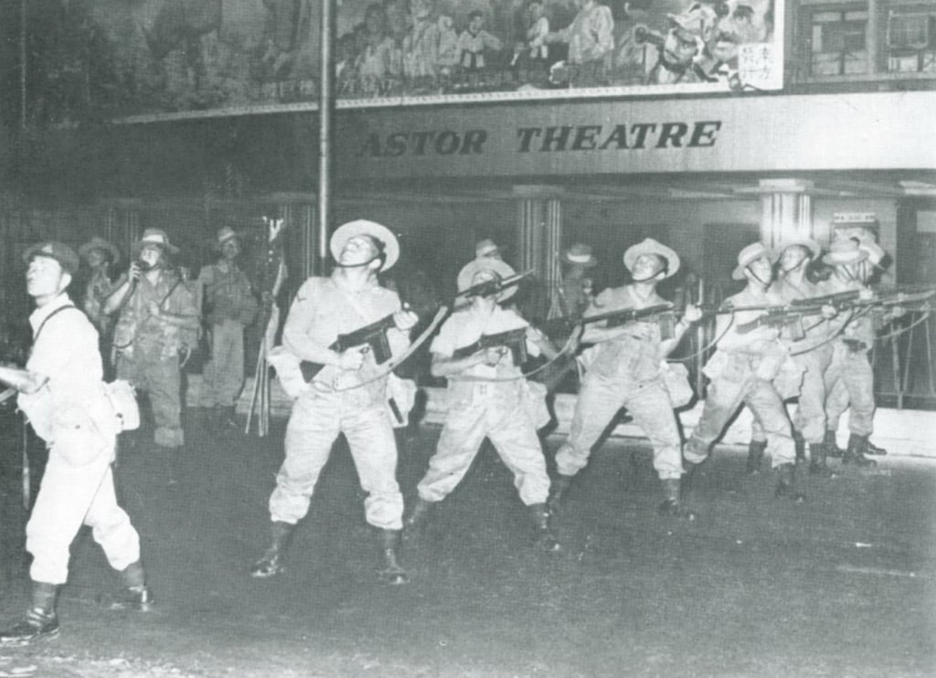 1st Battalion 2nd Gurkha Rifles on riot control duty in Nathan Road, Kowloon, Hong Kong during the Star Ferry Riots, April 1966. 1st Battalion 2nd Gurkha Rifles on riot control duty in Nathan Road, Kowloon, Hong Kong during the Star Ferry Riots, April 1966.
