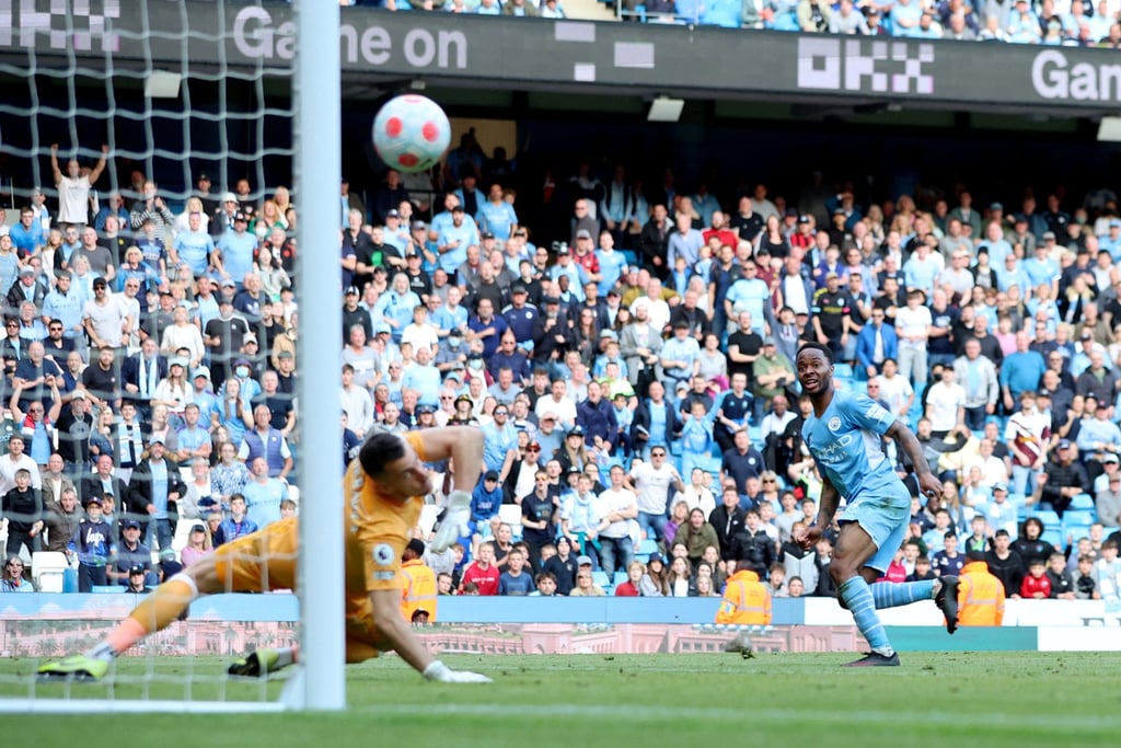 Manchester City’s Raheem Sterling scores his side’s fifth goal against Newcastle United. Photo: Reuters Manchester City’s Raheem Sterling scores his side’s fifth goal against Newcastle United. Photo: Reuters
