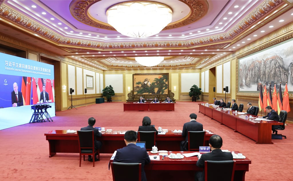 Xi Jinping told Olaf Scholz that China and the EU had “far more common interests than differences”. Photo: Xinhua Xi Jinping told Olaf Scholz that China and the EU had “far more common interests than differences”. Photo: Xinhua