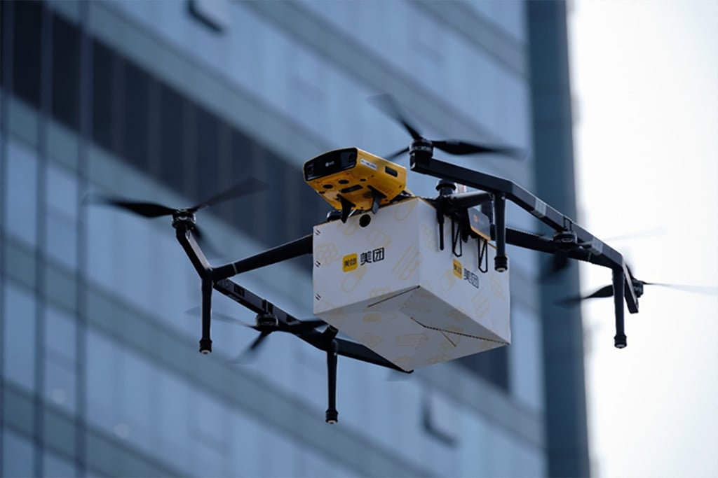 A handout photograph of Meituan’s drone delivery service, launched on December 17, 2021 in Shenzhen in southern China. Photo: Handout. A handout photograph of Meituan’s drone delivery service, launched on December 17, 2021 in Shenzhen in southern China. Photo: Handout.