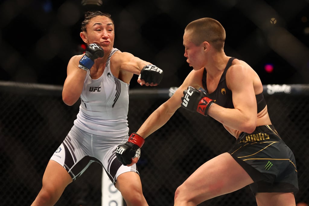 Carla Esparza and Rose Namajunas during their UFC 274 co-main event. Photo: USA TODAY Sports Carla Esparza and Rose Namajunas during their UFC 274 co-main event. Photo: USA TODAY Sports
