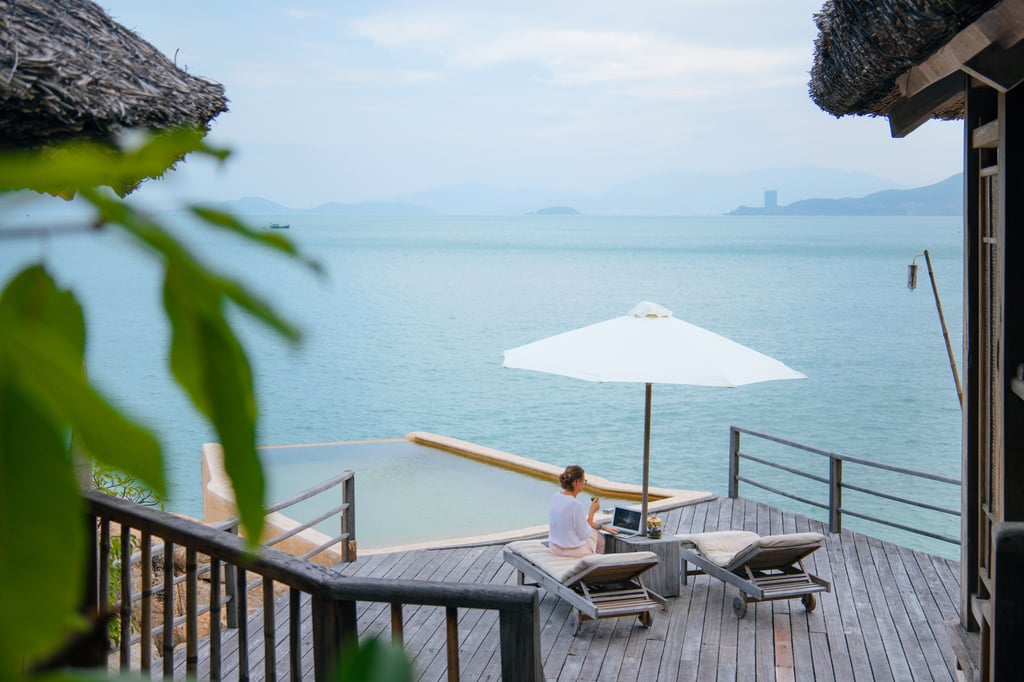Remote work has quickly become the norm at luxury resorts, such as Six Senses Ninh Van Bay. Photo: Six Senses