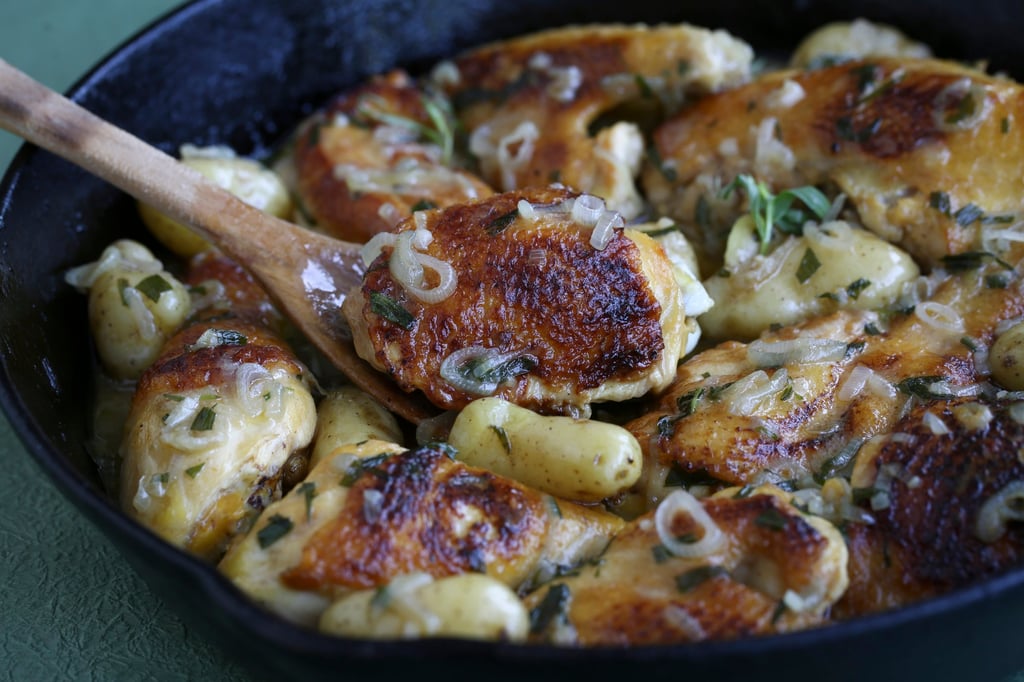 Tarragon chicken with fingerling potatoes. Photo: Jonathan Wong Tarragon chicken with fingerling potatoes. Photo: Jonathan Wong
