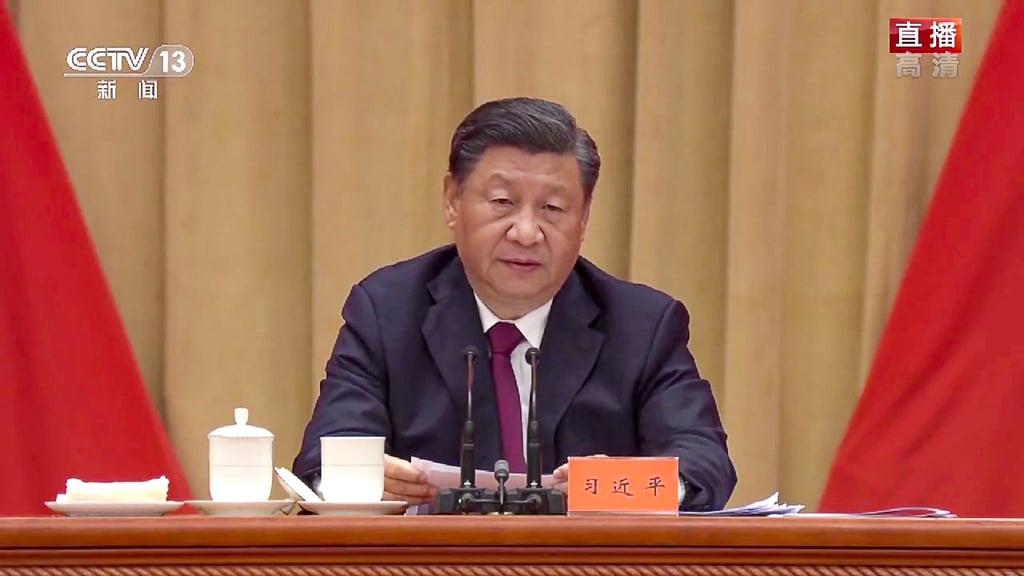 Chinese President Xi Jinping has told French President Emmanuel Macron and German Chancellor Olaf Scholz that China and Europe had more common interests than differences and needed to work together. Photo: CCTV Chinese President Xi Jinping has told French President Emmanuel Macron and German Chancellor Olaf Scholz that China and Europe had more common interests than differences and needed to work together. Photo: CCTV