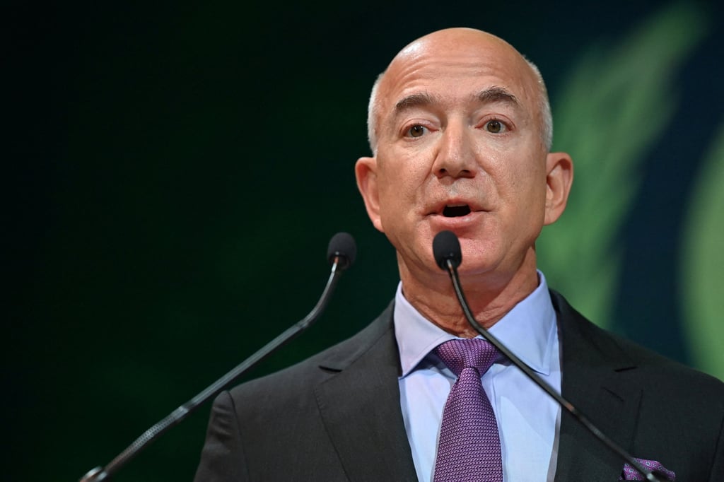Amazon founder Jeff Bezos said the new ‘disinformation board’ should review US President Joe Biden’s tweet that tied high inflation to low corporate taxes, calling it ‘misdirection’. Photo: Pool via Reuters Amazon founder Jeff Bezos said the new ‘disinformation board’ should review US President Joe Biden’s tweet that tied high inflation to low corporate taxes, calling it ‘misdirection’. Photo: Pool via Reuters