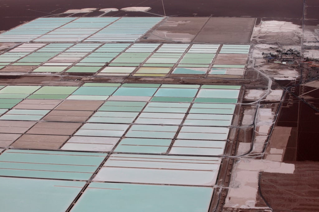 A file photo of brine pools at SQM’s lithium mine on the Atacama salt flat in northern Chile. Photo: Reuters